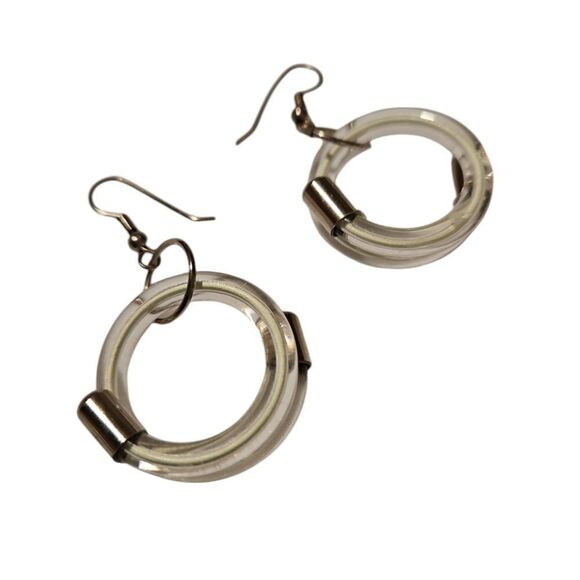 Unique Glass Circle Earrings with Silver Ends - Picture 1 of 4